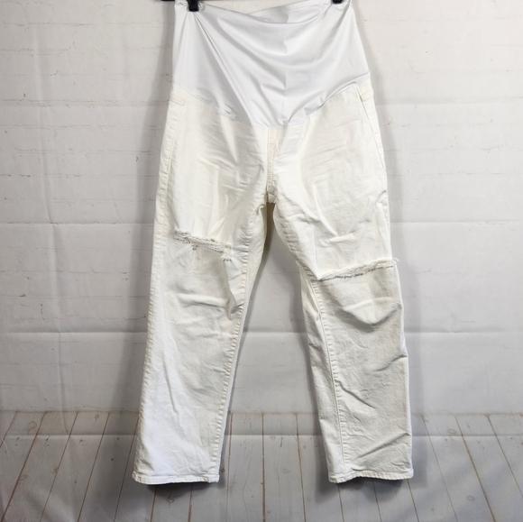 Madewell Maternity '90s Straight Jeans Over-the-Belly Stretch Panel White 29P - Picture 2 of 14